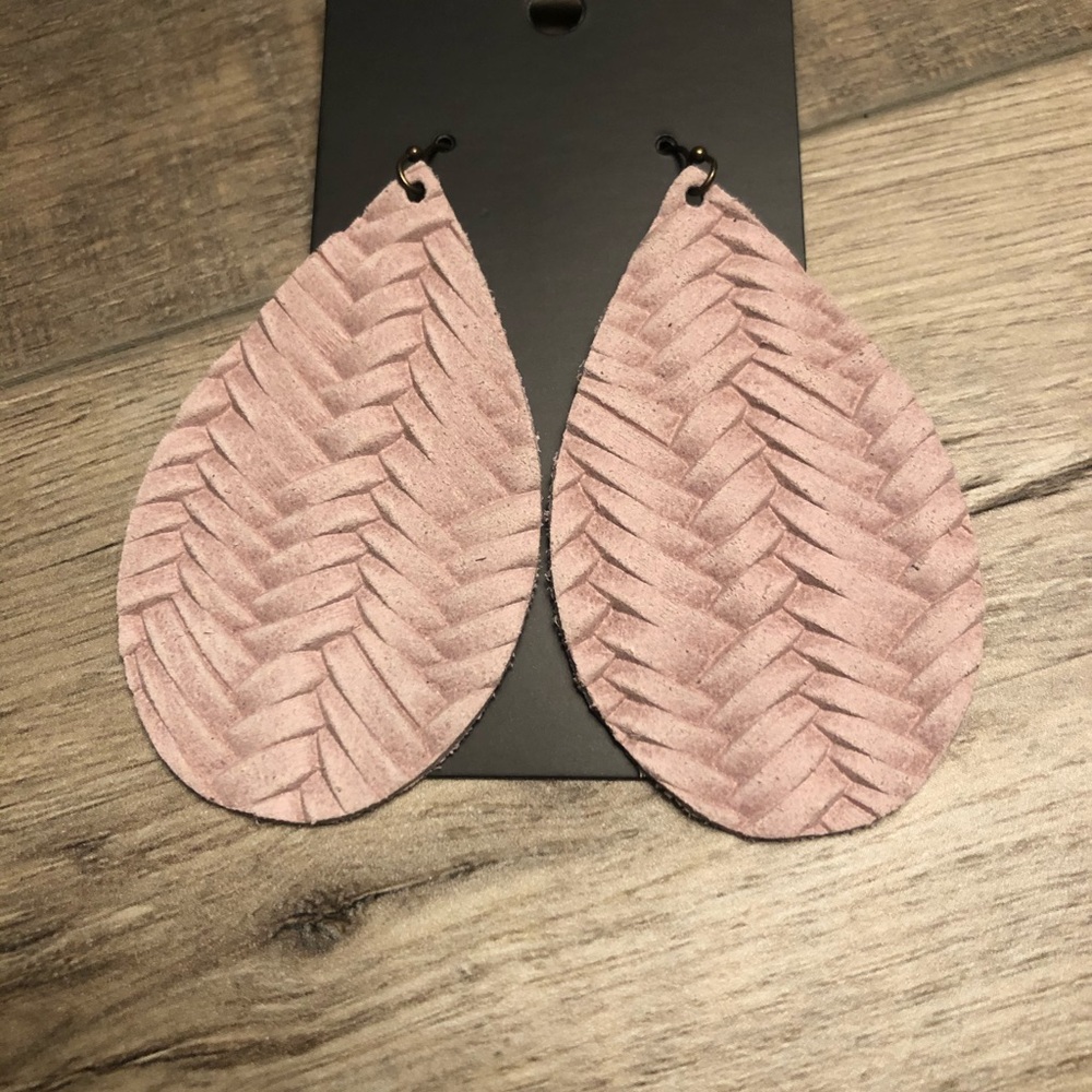 3 Pack of Blush Pink Leather Earrings